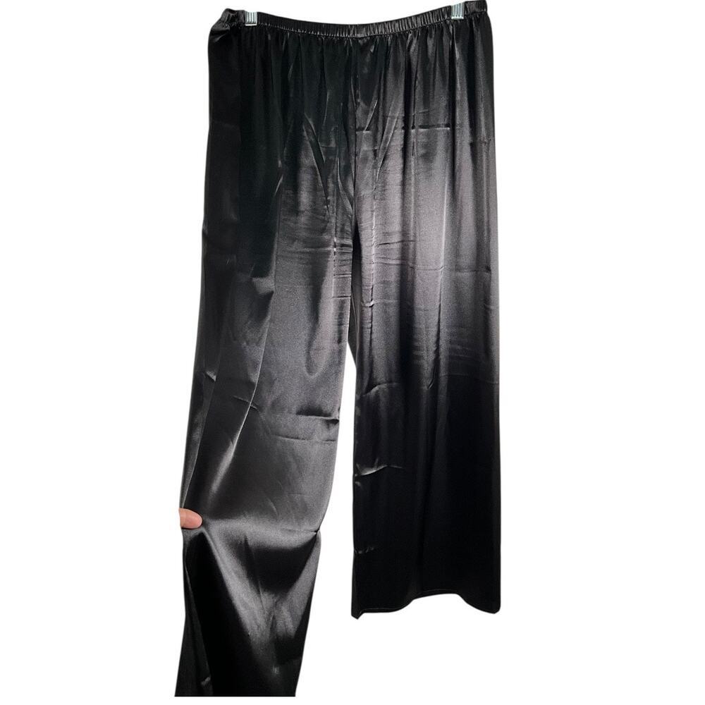Wantschun Black Silky Pants Size Xl 100% Polyester Lounge Bottoms Pajama Bottoms